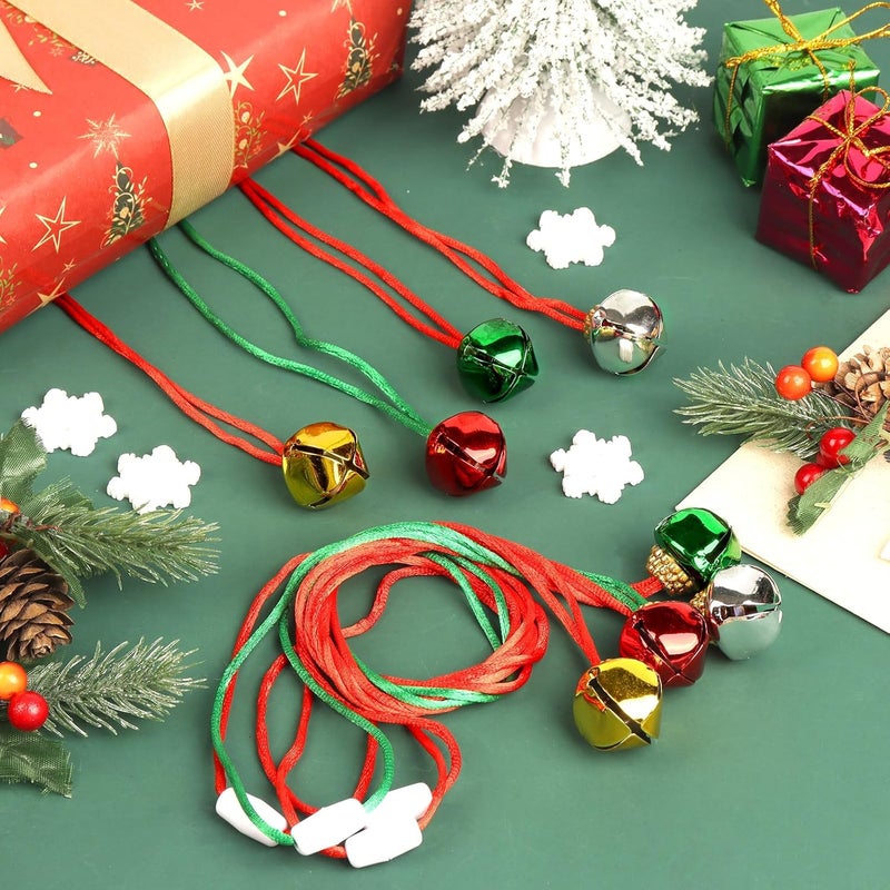 LIGHOON 24 PCS Christmas Jingle Bell, Necklace Bells with Rope for Christmas Holiday Party Decoration Supplies (Red, Green, Silver, Gold) - Image 3